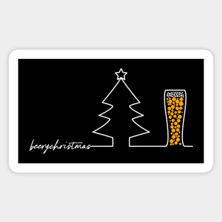 Beery Christmas line tree and glass Sticker